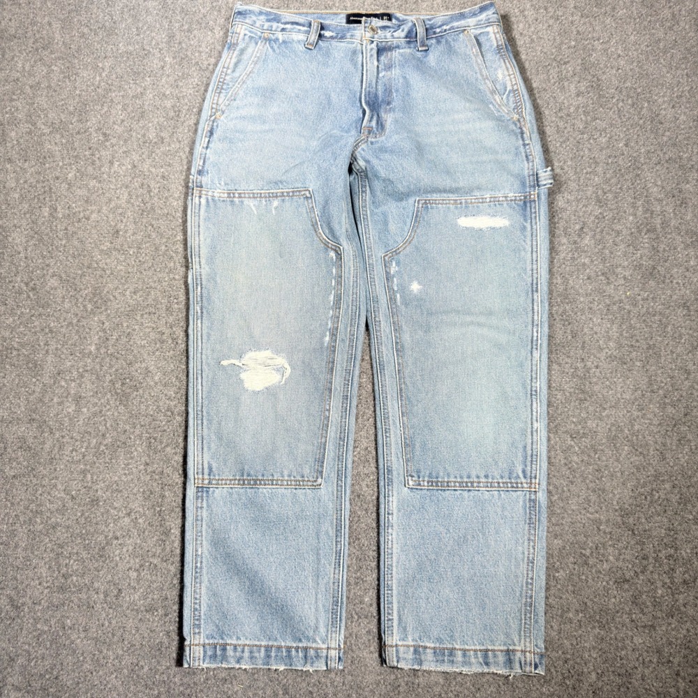 Abercrombie & Fitch Loose Double Knee Carpenter Jeans Mens 31x30 Fits 32x28